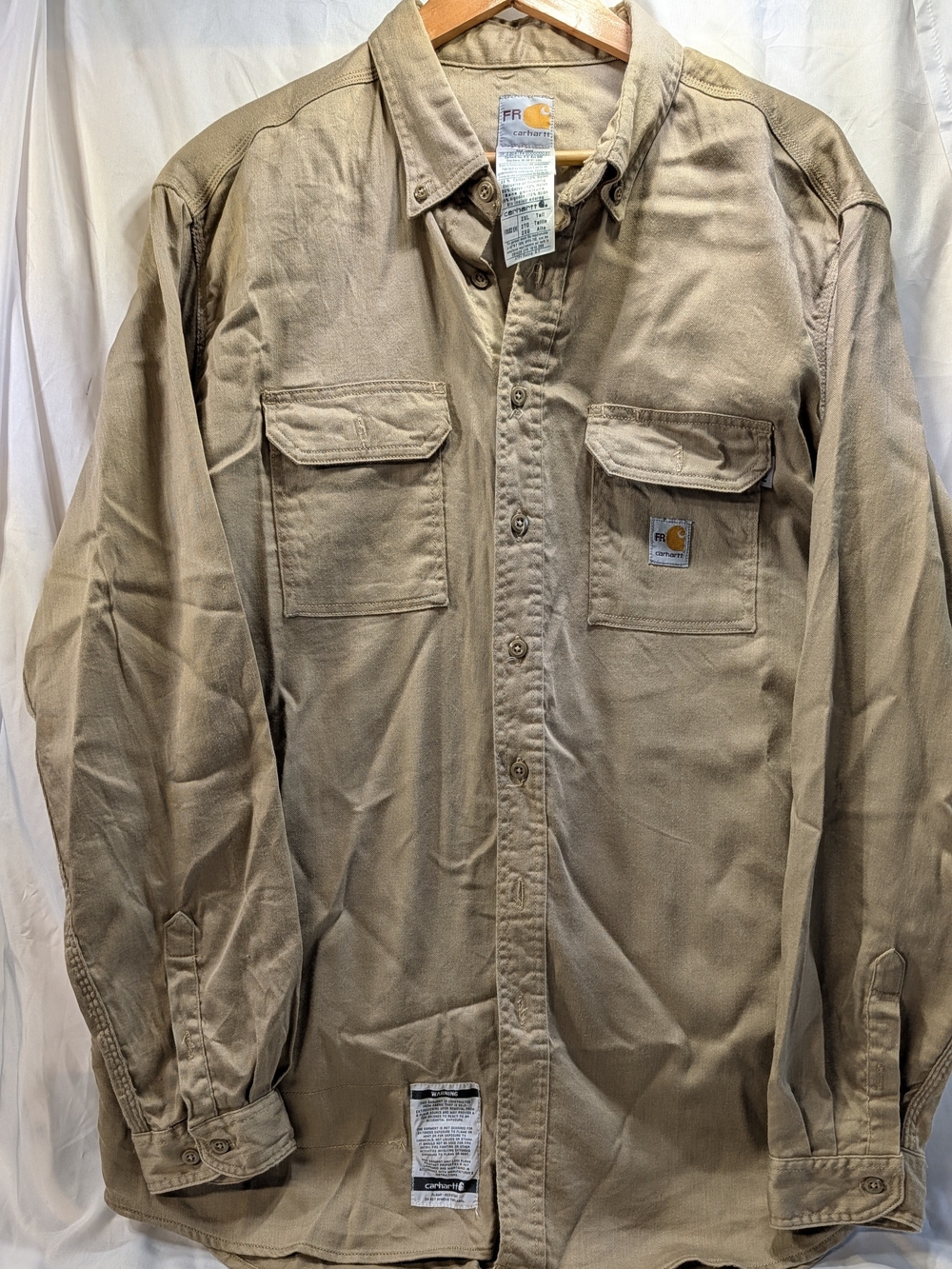 Carhartt Men's Tan Flame Resistant Work Shirt Jacket - Rugged Canvas Size 2XLT